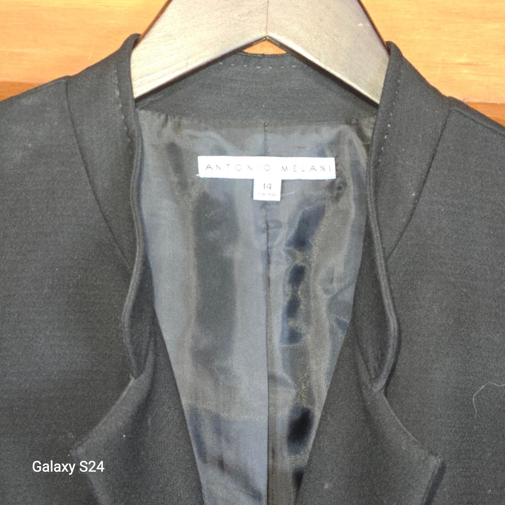 Antonio Melani Black Blazer Size‎ 14 Collarless Elegant Button Detail Women
